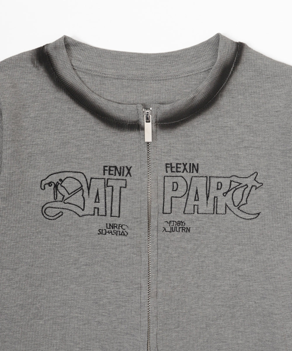 Wジップロゴブリーチトップス