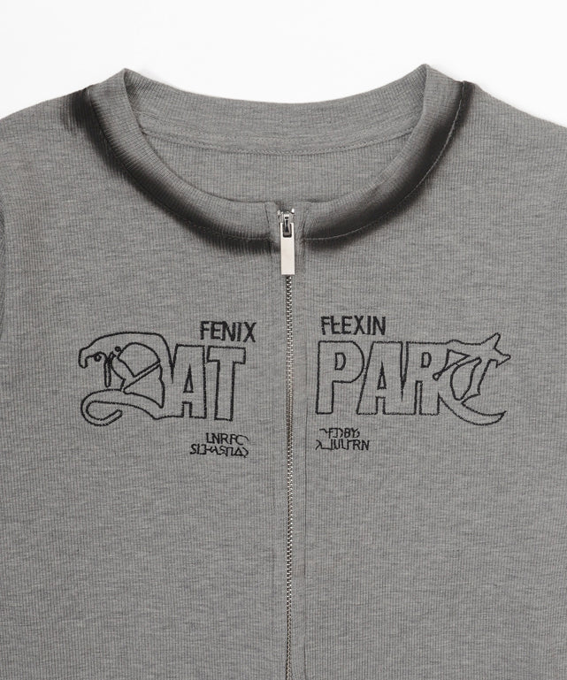 Wジップロゴブリーチトップス