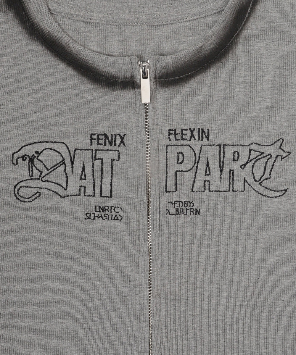 Wジップロゴブリーチトップス