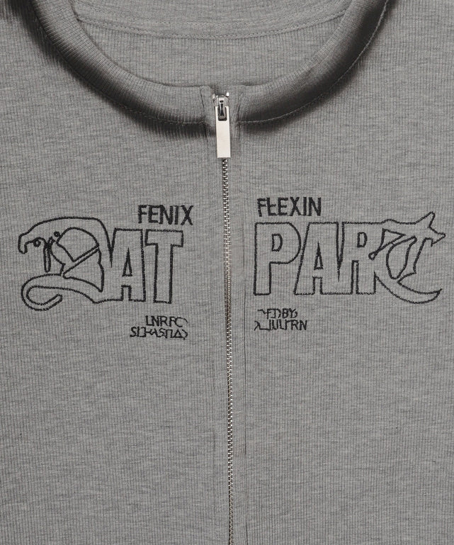 Wジップロゴブリーチトップス