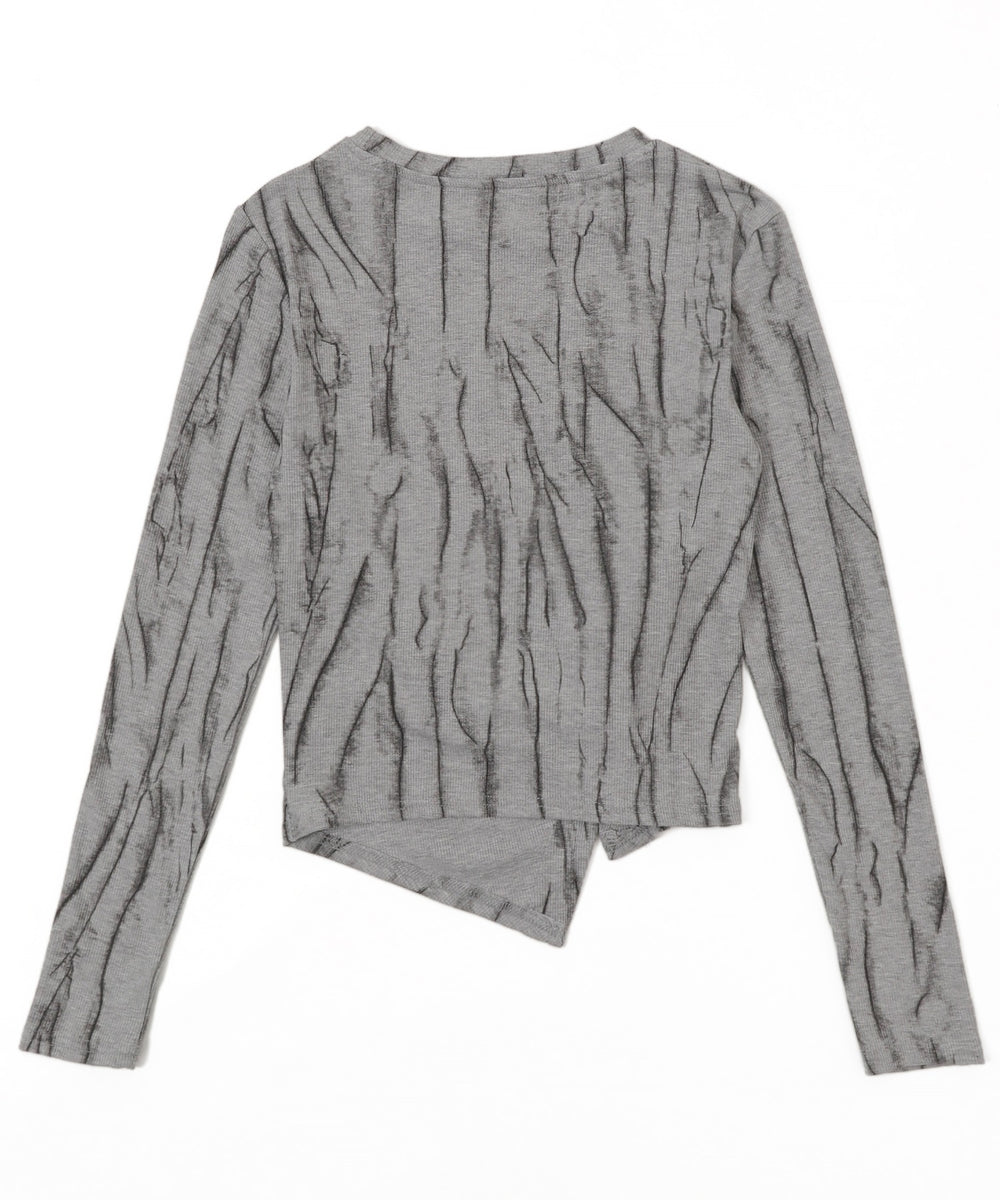 ハートスタッズアシメプリントトップス