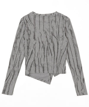 ハートスタッズアシメプリントトップス