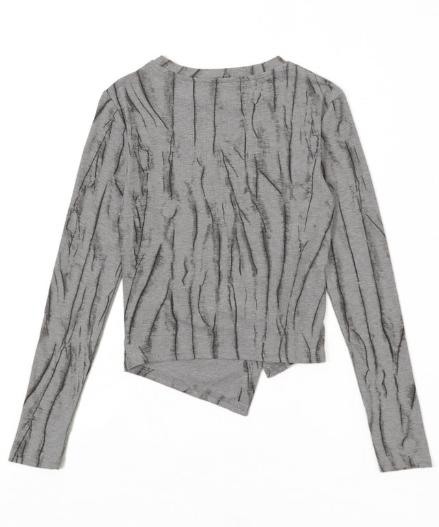 ハートスタッズアシメプリントトップス