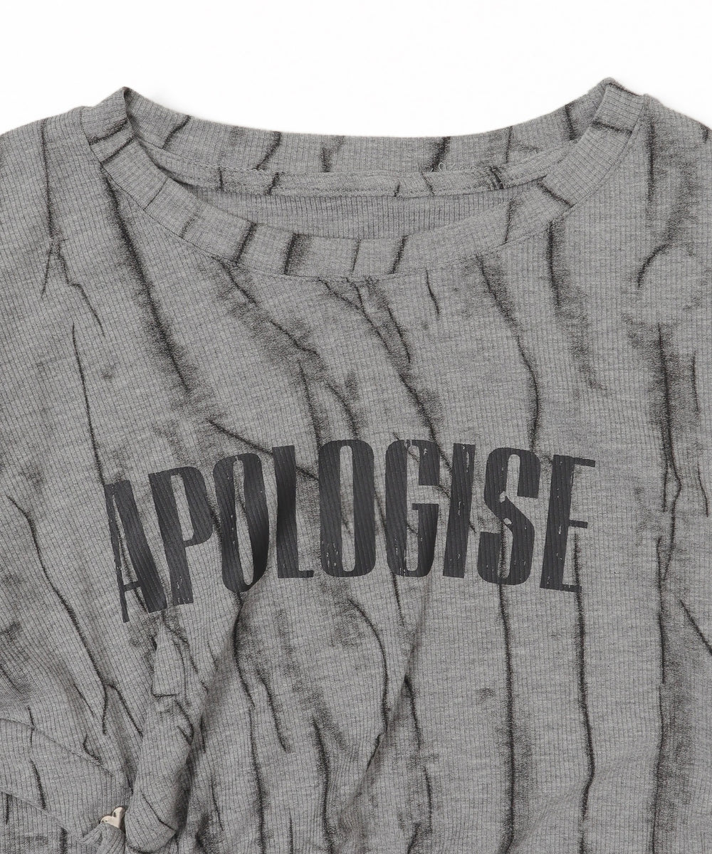 ハートスタッズアシメプリントトップス