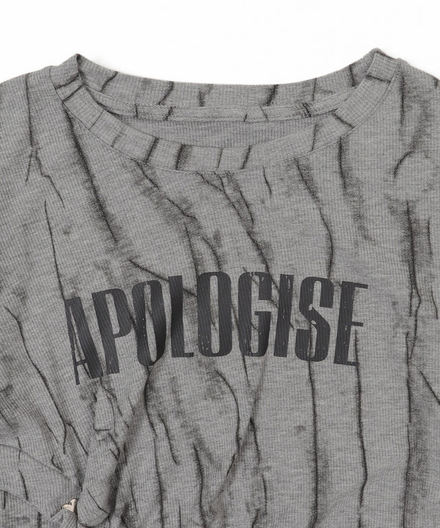 ハートスタッズアシメプリントトップス