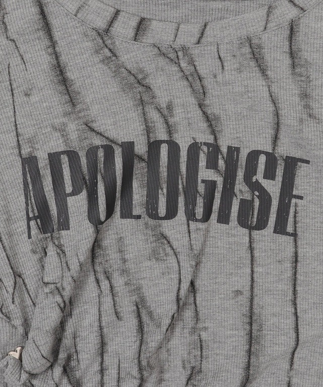 ハートスタッズアシメプリントトップス