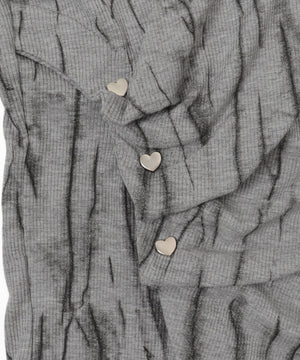 ハートスタッズアシメプリントトップス