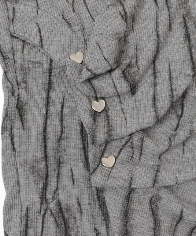 ハートスタッズアシメプリントトップス