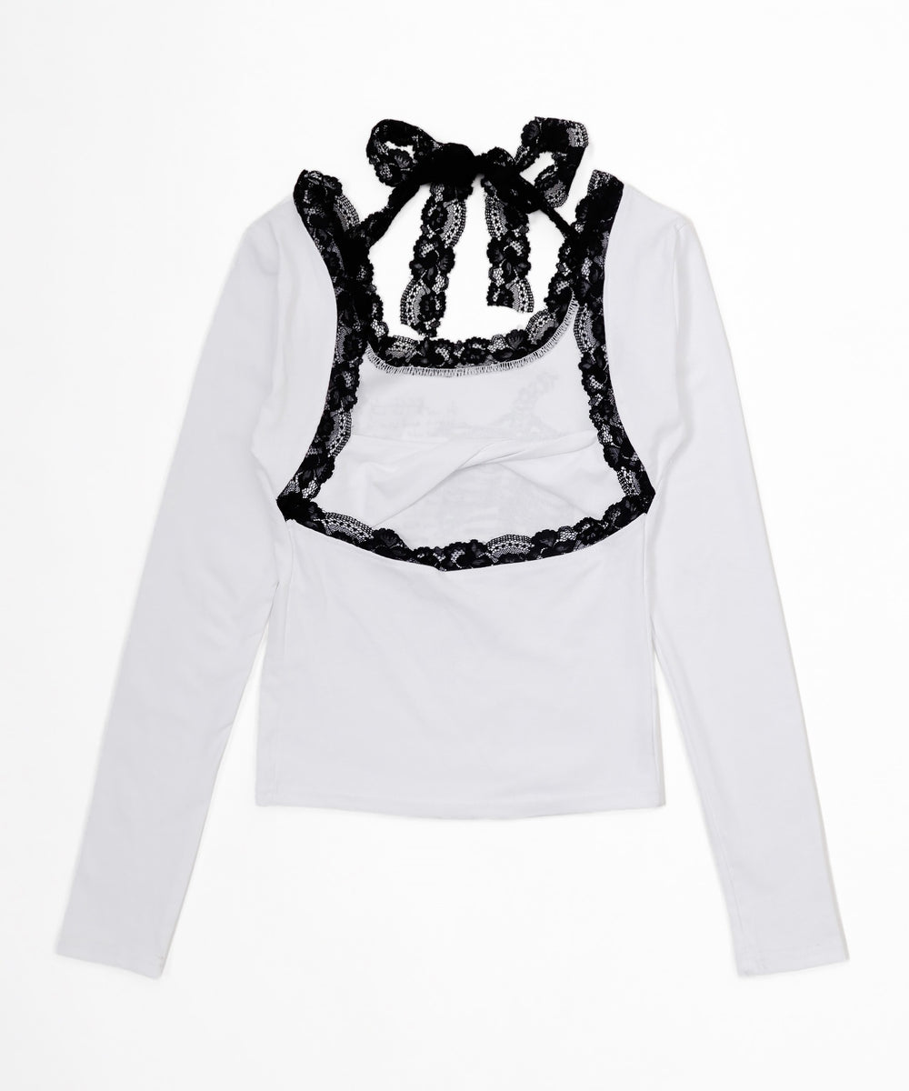 レースデザインバタフライトップス