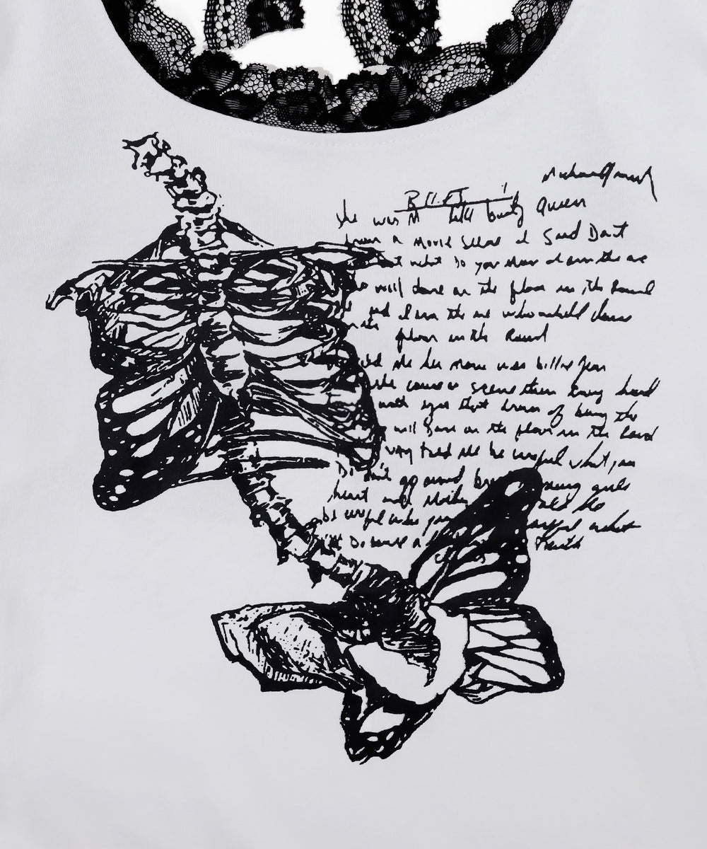 レースデザインバタフライトップス