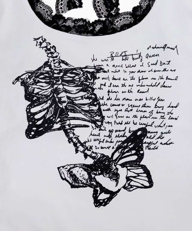 レースデザインバタフライトップス