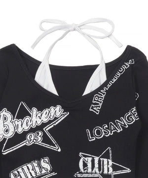 グラフィックキャミFレイヤードトップス