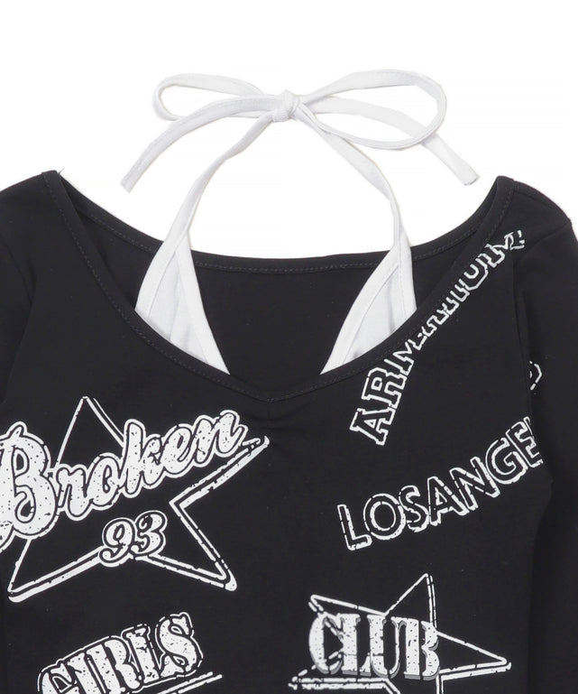 グラフィックキャミFレイヤードトップス