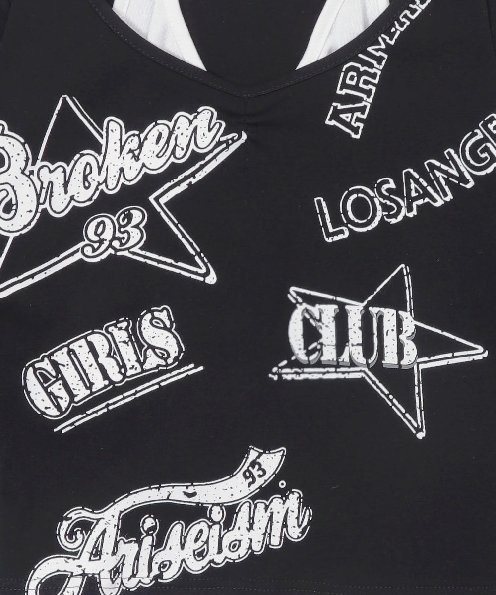 グラフィックキャミFレイヤードトップス