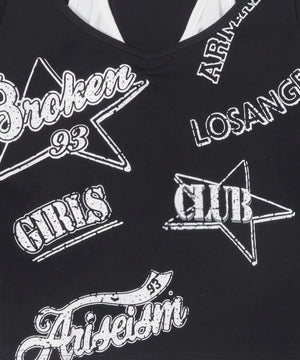 グラフィックキャミFレイヤードトップス