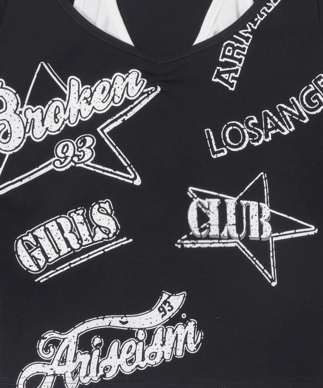 グラフィックキャミFレイヤードトップス