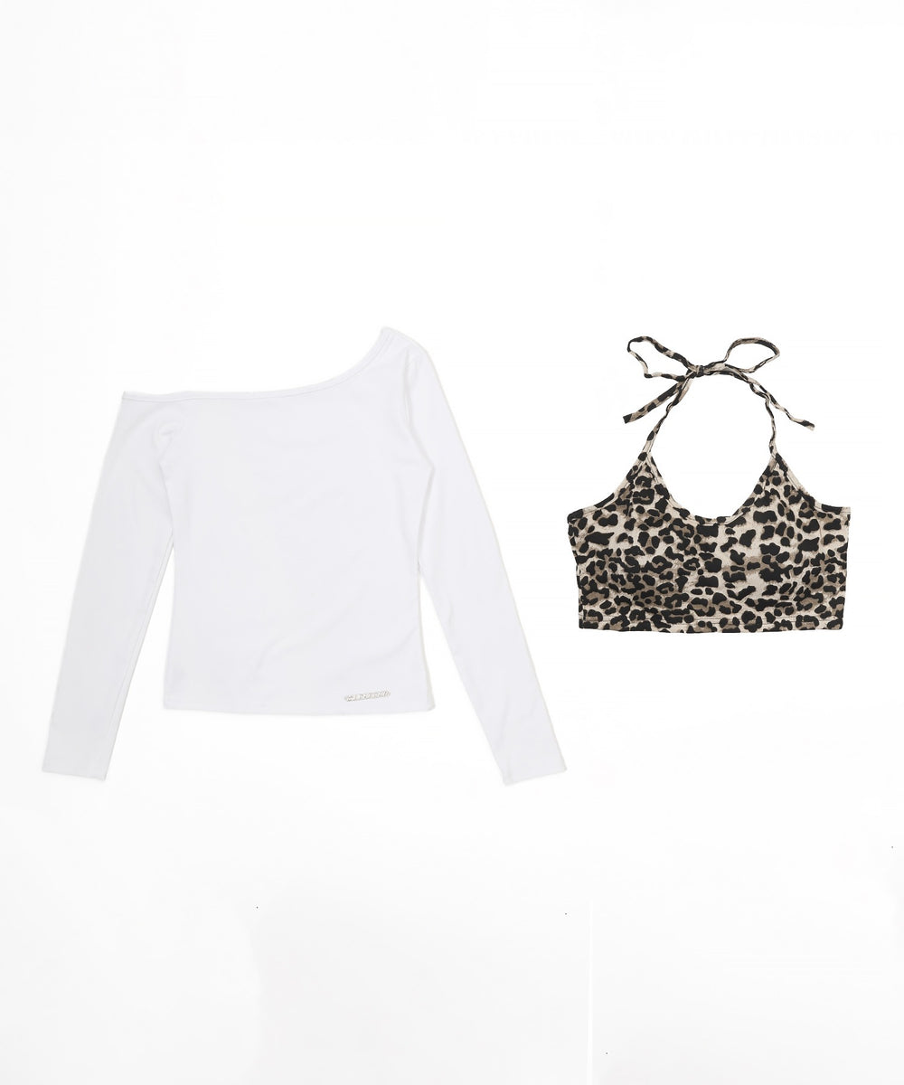 レオパードキャミドッキングトップス