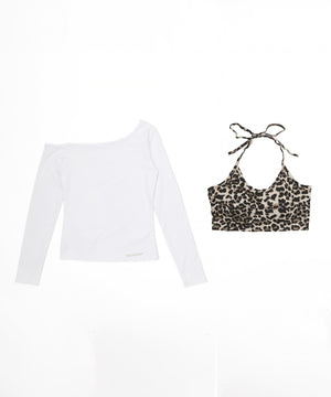 レオパードキャミドッキングトップス