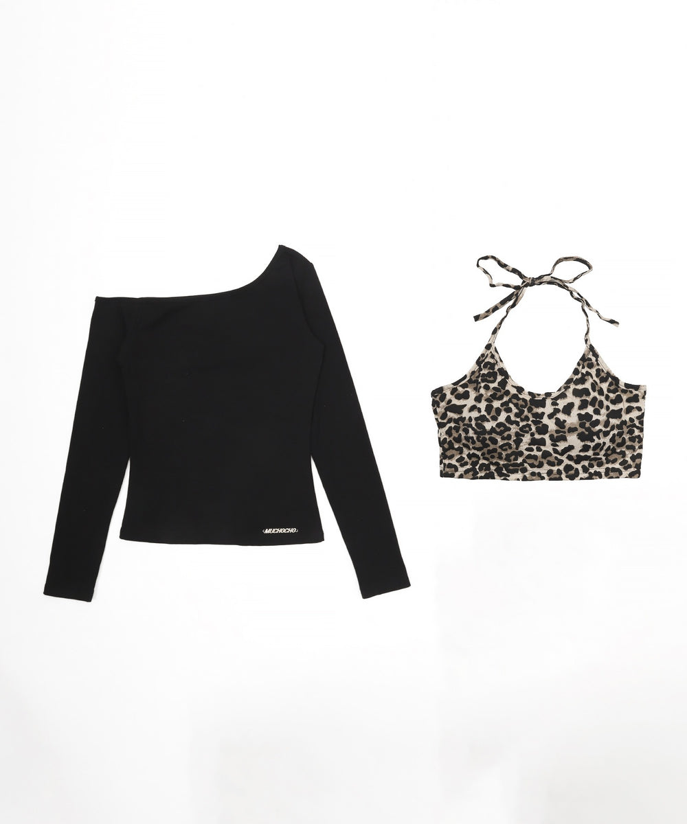 レオパードキャミドッキングトップス