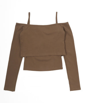 フロントレースキャミSETオフショルトップス