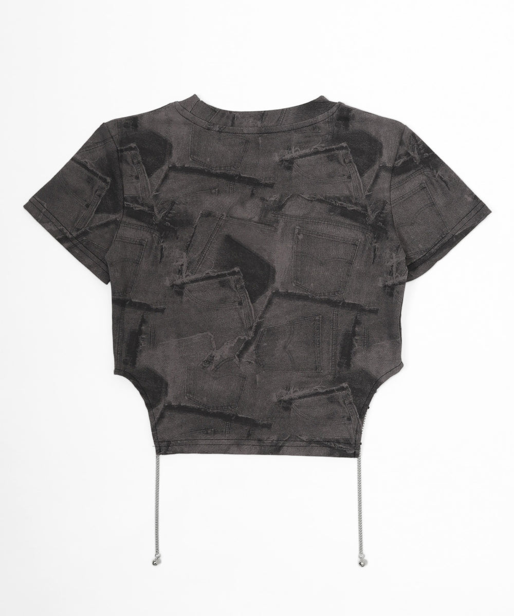 デニムパッチワークピチT