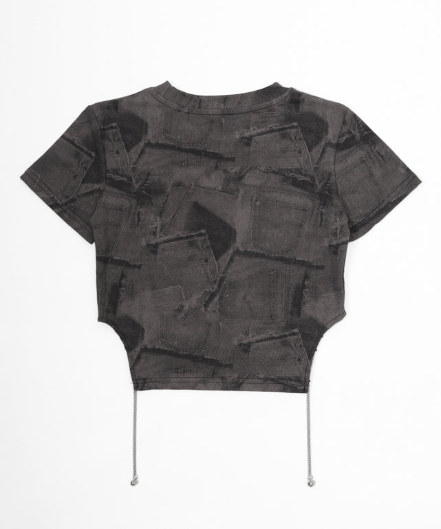 デニムパッチワークピチT