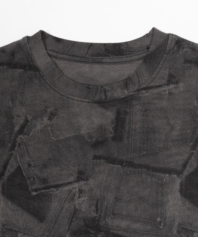 デニムパッチワークピチT
