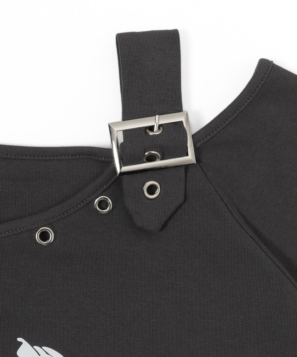 ベルトショルダーローズモチーフT