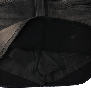 ストーンベルト付きウォッシュドデニムミニスカパン