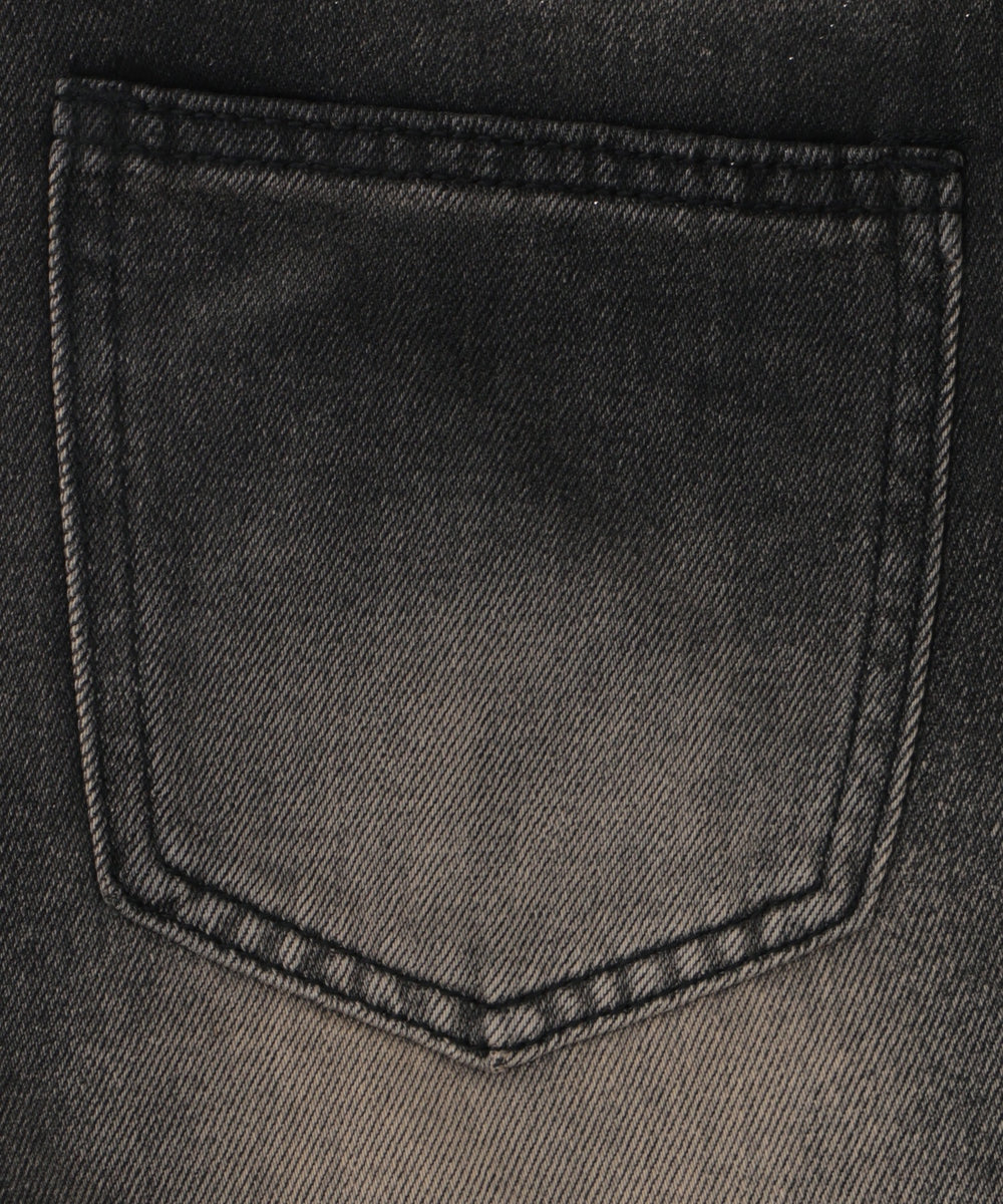 ストーンベルト付きウォッシュドデニムミニスカパン