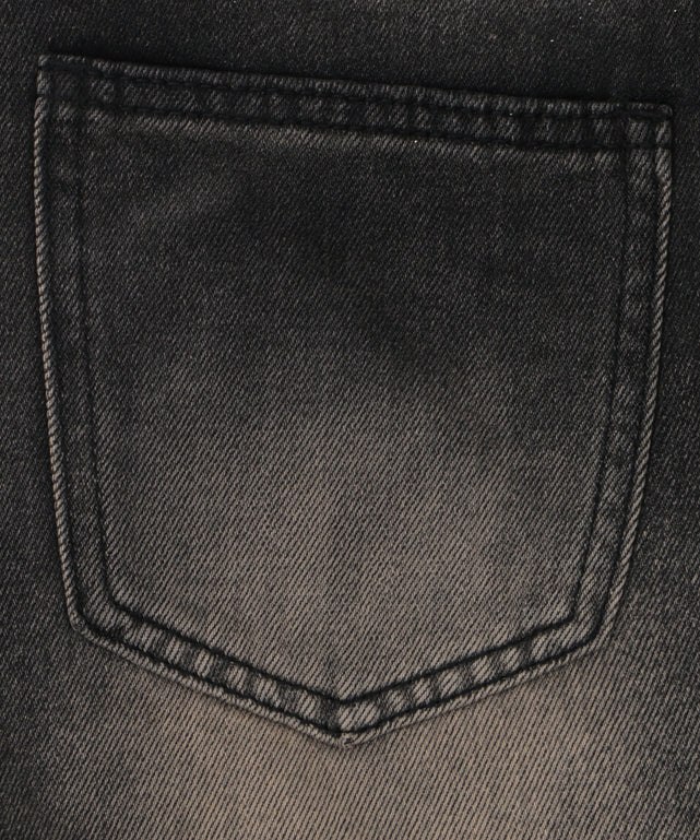 ストーンベルト付きウォッシュドデニムミニスカパン