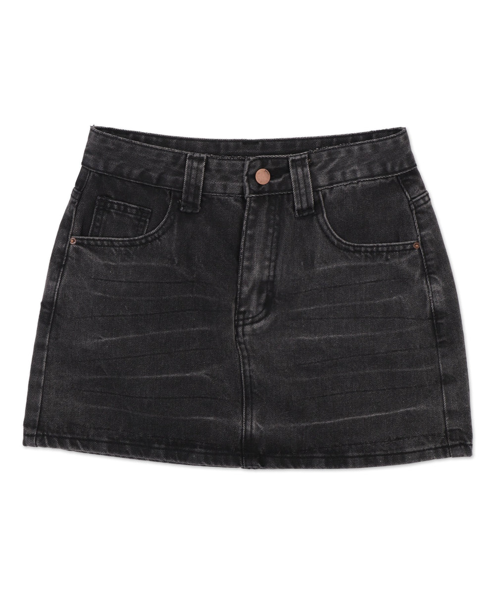 レオパードベルト付きデニムミニスカパン