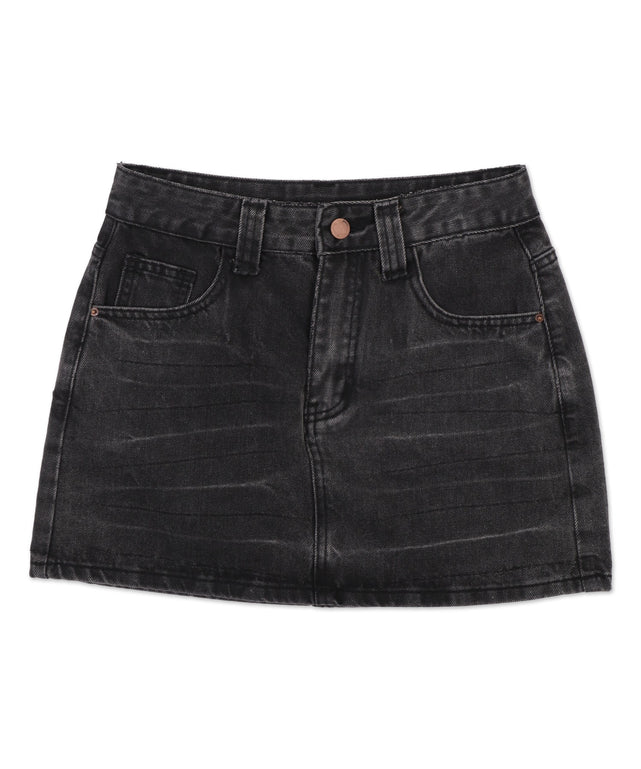 レオパードベルト付きデニムミニスカパン