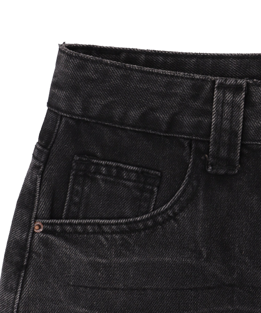 レオパードベルト付きデニムミニスカパン