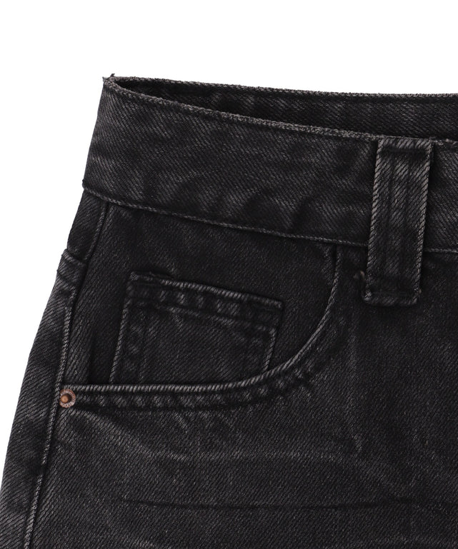 レオパードベルト付きデニムミニスカパン