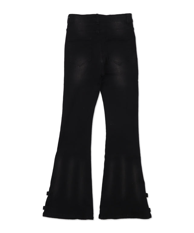 デザインスリットストレッチフレアデニム