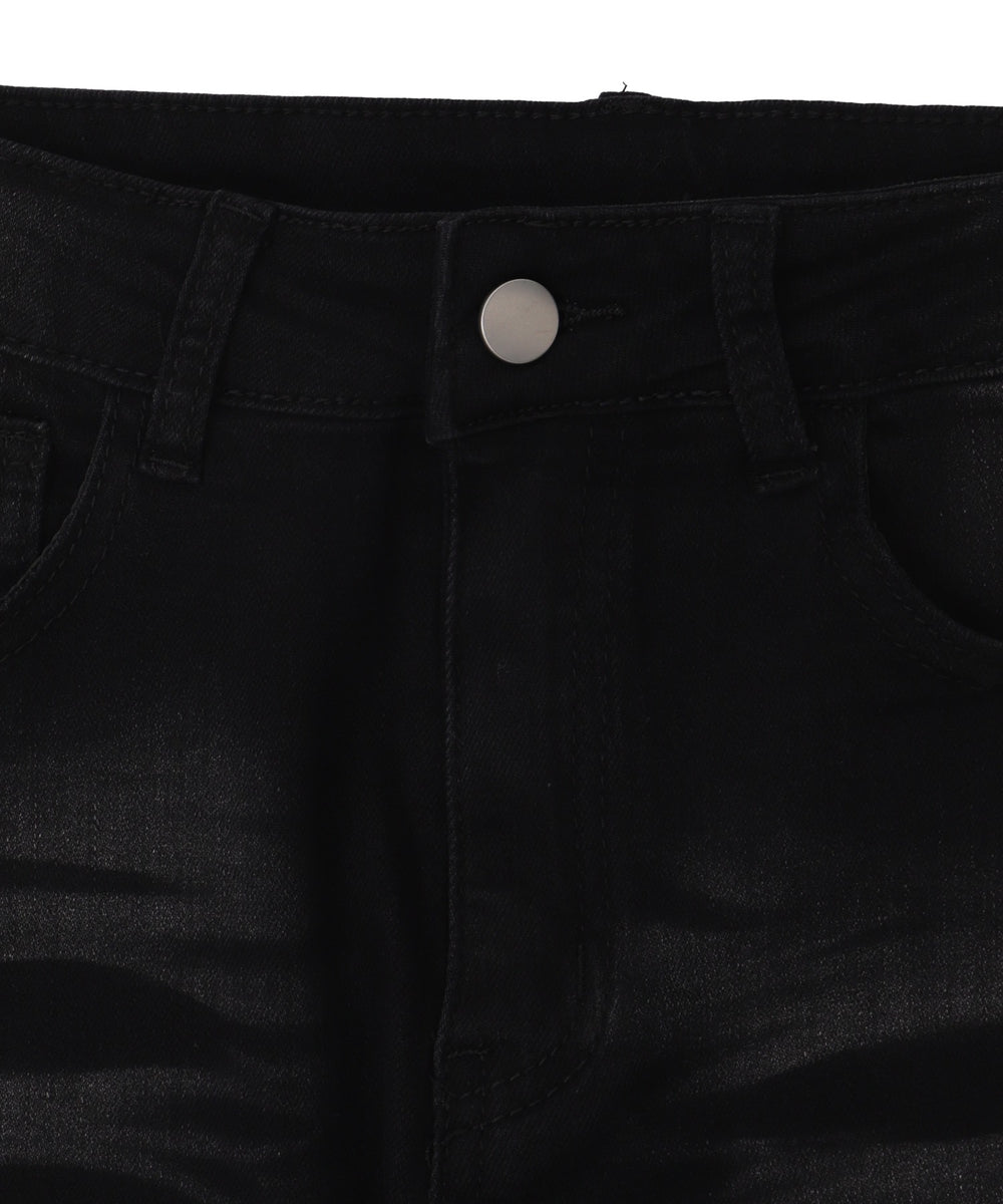 デザインスリットストレッチフレアデニム