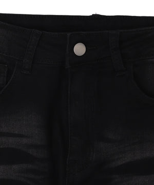 デザインスリットストレッチフレアデニム