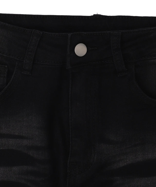 デザインスリットストレッチフレアデニム