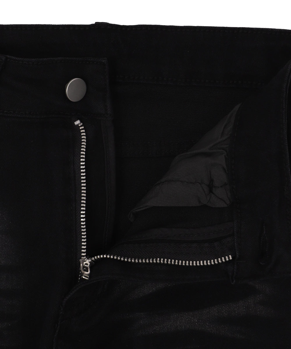 デザインスリットストレッチフレアデニム