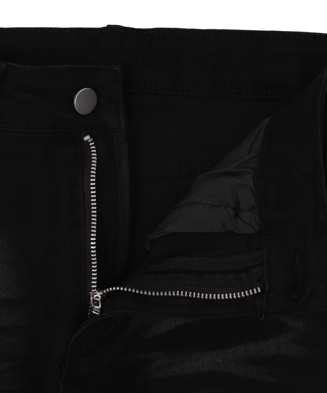 デザインスリットストレッチフレアデニム