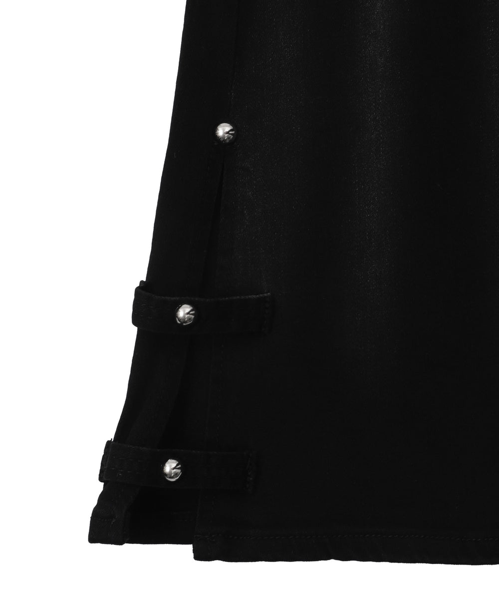 デザインスリットストレッチフレアデニム