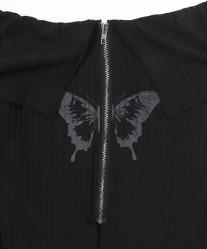 バタフライジップオフショルトップス