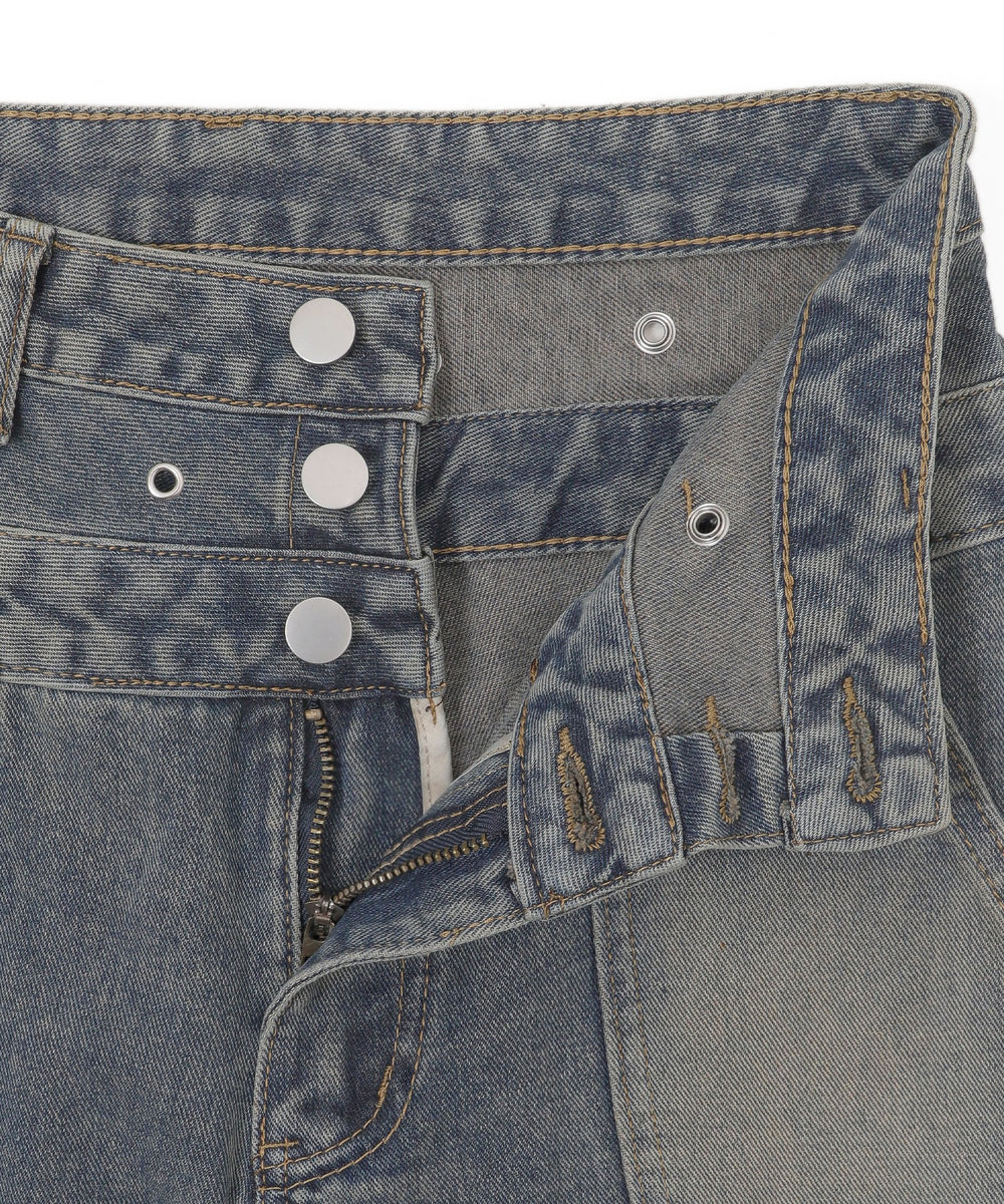 サス付きダブルウエストカーゴデニム