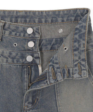 サス付きダブルウエストカーゴデニム