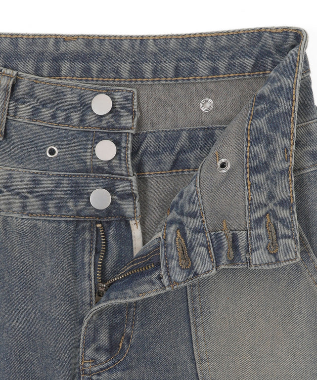 サス付きダブルウエストカーゴデニム