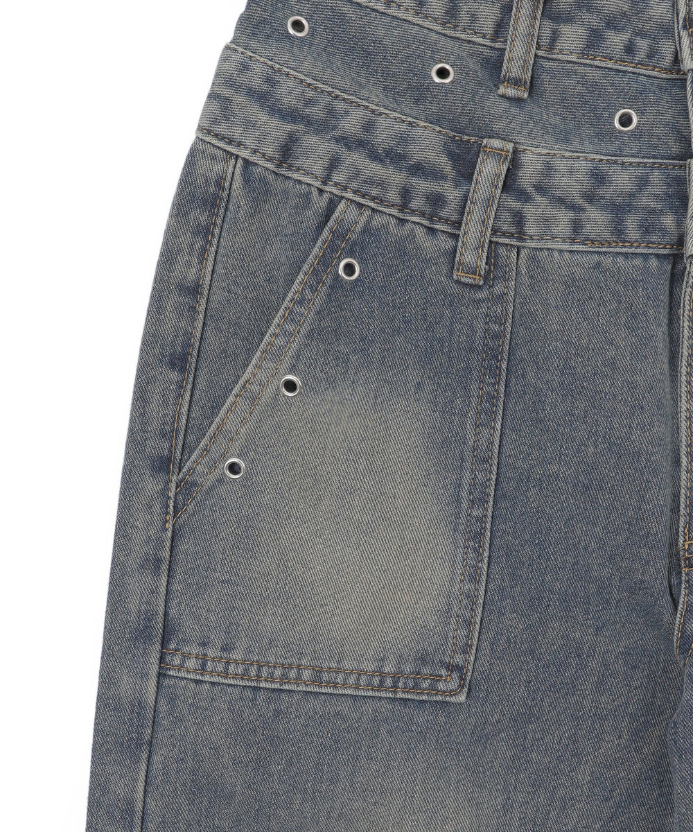 サス付きダブルウエストカーゴデニム