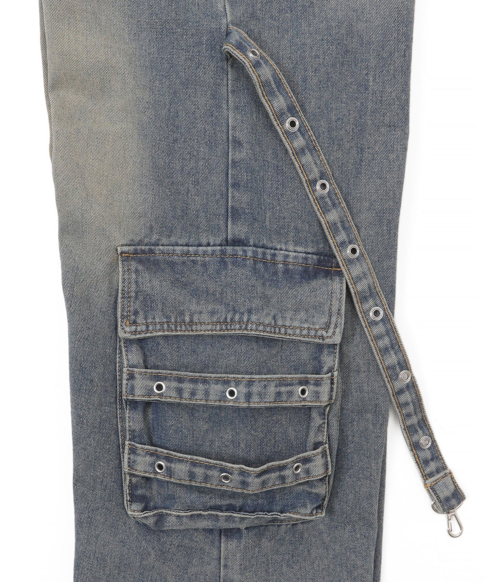 サス付きダブルウエストカーゴデニム