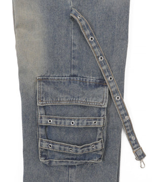 サス付きダブルウエストカーゴデニム