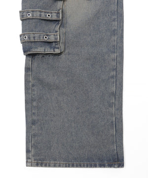 サス付きダブルウエストカーゴデニム